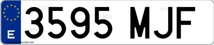 Ejemplo de matrícula española 3595 MJF