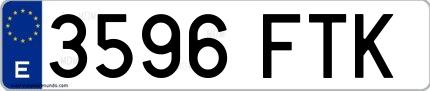 Ejemplo de matrícula española 3596 FTK