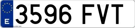 Ejemplo de matrícula española 3596 FVT