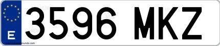 Ejemplo de matrícula española 3596 MKZ