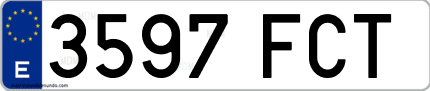 Ejemplo de matrícula de coche ordinaria 3597 FCT
