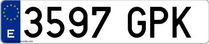 Ejemplo de matrícula española 3597 GPK