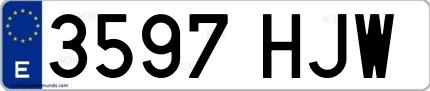Ejemplo de matrícula de coche ordinaria 3597 HJW