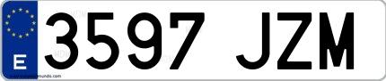 Ejemplo de matrícula española 3597 JZM