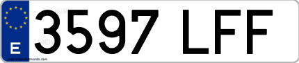 Ejemplo de matrícula de coche ordinaria 3597 LFF