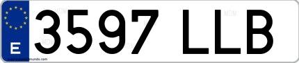 Ejemplo de matrícula española 3597 LLB