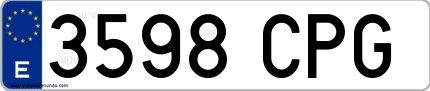 Ejemplo de matrícula española 3598 CPG