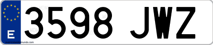 Ejemplo de matrícula de coche ordinaria 3598 JWZ