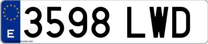 Ejemplo de matrícula española 3598 LWD