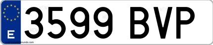 Ejemplo de matrícula de coche ordinaria 3599 BVP