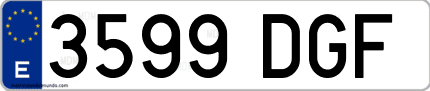 Ejemplo de matrícula de coche ordinaria 3599 DGF