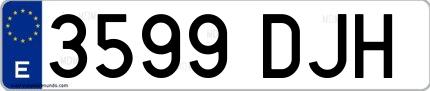 Ejemplo de matrícula española 3599 DJH