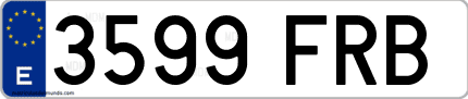 Ejemplo de matrícula de coche ordinaria 3599 FRB