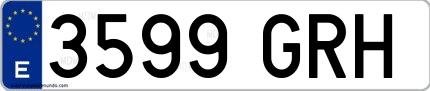 Ejemplo de matrícula española 3599 GRH