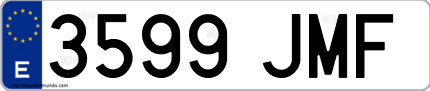 Ejemplo de matrícula de coche ordinaria 3599 JMF