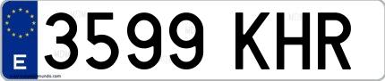Ejemplo de matrícula española 3599 KHR