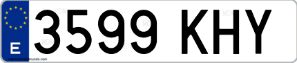 Ejemplo de matrícula de coche ordinaria 3599 KHY
