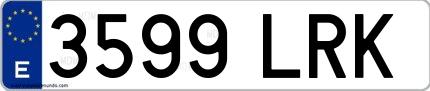 Ejemplo de matrícula española 3599 LRK