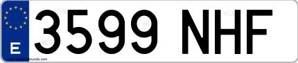 Ejemplo de matrícula española 3599 NHF