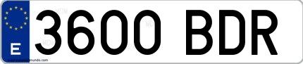 Ejemplo de matrícula española 3600 BDR