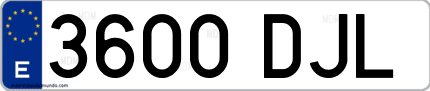 Ejemplo de matrícula de coche ordinaria 3600 DJL
