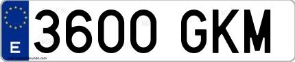 Ejemplo de matrícula española 3600 GKM