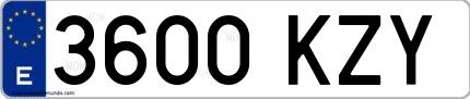 Ejemplo de matrícula española 3600 KZY