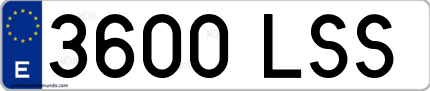 Ejemplo de matrícula de coche ordinaria 3600 LSS
