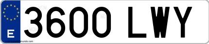 Ejemplo de matrícula española 3600 LWY