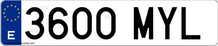 Ejemplo de matrícula española 3600 MYL