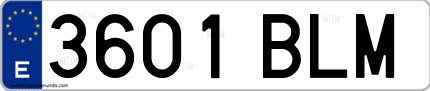 Ejemplo de matrícula de coche ordinaria 3601 BLM