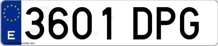 Ejemplo de matrícula española 3601 DPG