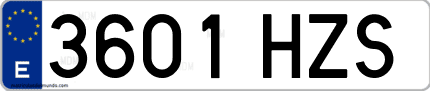 Ejemplo de matrícula de coche ordinaria 3601 HZS