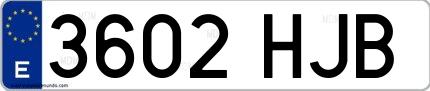 Ejemplo de matrícula española 3602 HJB