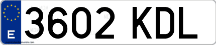 Ejemplo de matrícula de coche ordinaria 3602 KDL