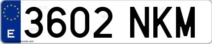 Ejemplo de matrícula española 3602 NKM