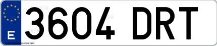 Ejemplo de matrícula española 3604 DRT