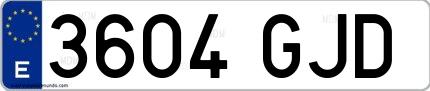 Ejemplo de matrícula española 3604 GJD