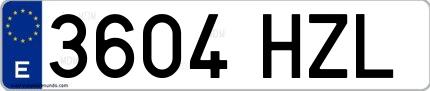 Ejemplo de matrícula española 3604 HZL