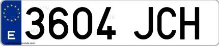 Ejemplo de matrícula española 3604 JCH