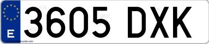 Ejemplo de matrícula española 3605 DXK