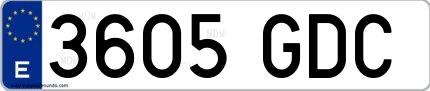 Ejemplo de matrícula española 3605 GDC