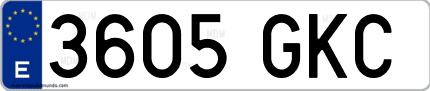Ejemplo de matrícula de coche ordinaria 3605 GKC