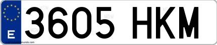 Ejemplo de matrícula española 3605 HKM