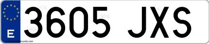 Ejemplo de matrícula española 3605 JXS