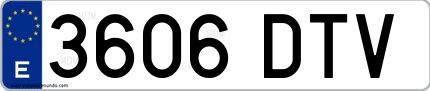 Ejemplo de matrícula española 3606 DTV