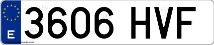 Ejemplo de matrícula española 3606 HVF