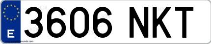 Ejemplo de matrícula española 3606 NKT