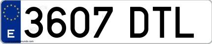 Ejemplo de matrícula de coche ordinaria 3607 DTL
