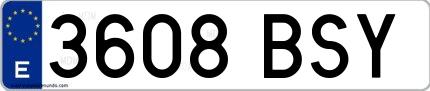 Ejemplo de matrícula española 3608 BSY